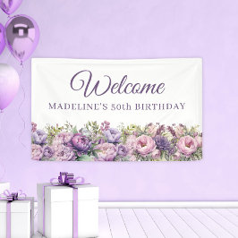 Lona Bienvenida a los 50 Años de Purple Pink Floral