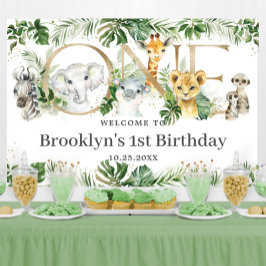 Lona Bienvenida a los animales de la jungla verde prime