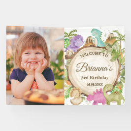 Lona Bienvenida a los Chicas de Dinosaurios Cute