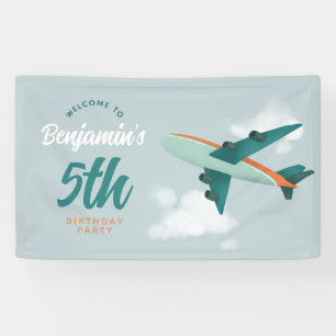 Lona Bienvenida a los niños Blue Blue Blue Airplane Via