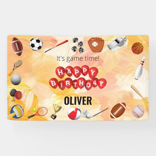 Lona Bienvenida a los niños cumpleaños de las bolas de  (Horizontal)