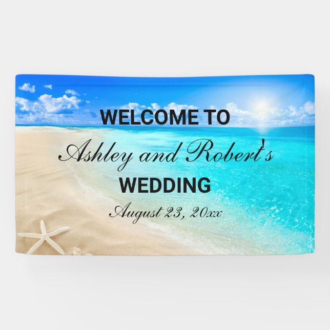 Lona Bienvenida a Personalizado de Bodas de Playa