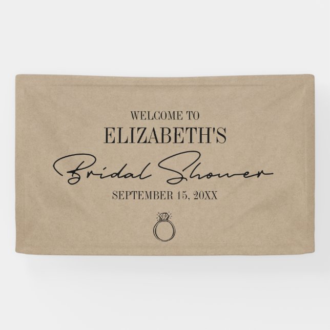 Lona Bienvenida a una ducha de novia con estilo moderno (Horizontal)