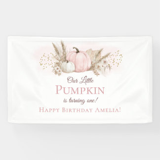 Lona Bienvenida al 1er Cumpleaños Boho Pink Pumpkin