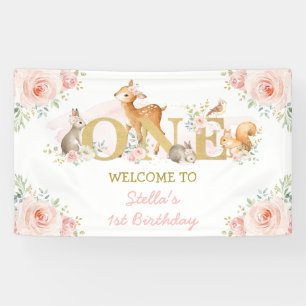Lona Bienvenida al 1er Cumpleaños de Animales del Bosqu