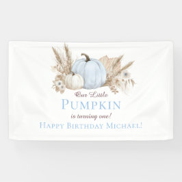 Lona Bienvenida al 1er Cumpleaños de Boho Blue Pumpkin