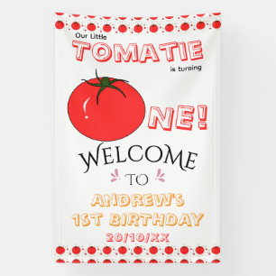 Lona Bienvenida al 1er cumpleaños de Tomate Adorable