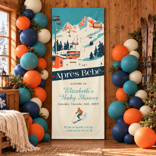 Lona Bienvenida al Après Bébé Retro Ski Baby Shower