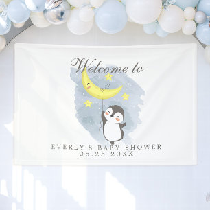 Lona Bienvenida al baby shower de acuarela linda de lun