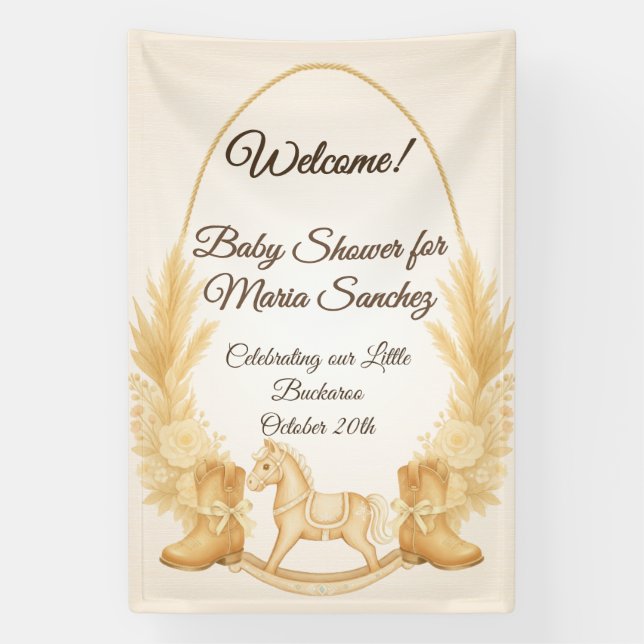 Lona Bienvenida al Baby Shower de Caballo Mecedor al Es (Vertical)