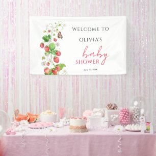 Lona Bienvenida al Baby Shower de Fresa 