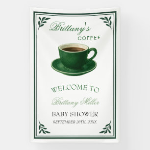 Lona Bienvenida al baby shower de la taza de café verde