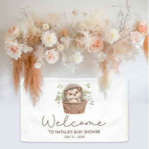 Lona Bienvenida al baby shower del adorable erizo