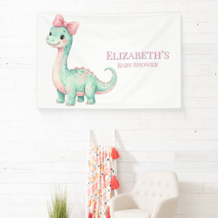 Lona Bienvenida al Baby Shower del Cute Dinosaur Con La