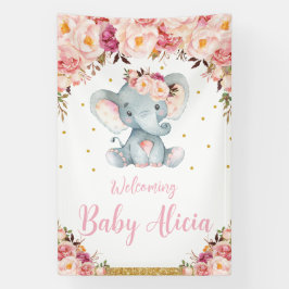 Lona Bienvenida al baby shower del elefante floral melo