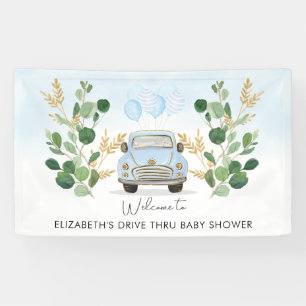 Lona Bienvenida al Baby Shower Drive By Blue Gold Green
