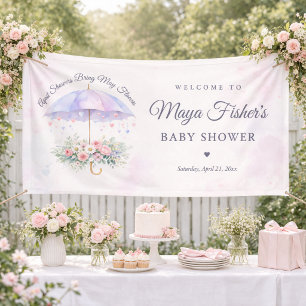 Lona Bienvenida al baby shower Lluvias de Abril Flores