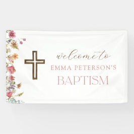Lona Bienvenida al bautismo florero de la primavera de 