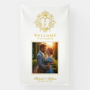 Lona Bienvenida al Boda del Monograma de Regencia Vinta