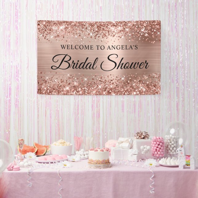 Lona Bienvenida al Bridal Shower con Holograma Dorado R (Fiesta)