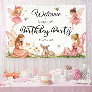 Lona Bienvenida al Fiesta de cumpleaños de Pink Fairies