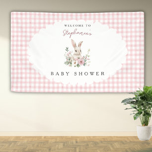 Lona Bienvenida al Shower de Bebé Vintage Bunny con Laz