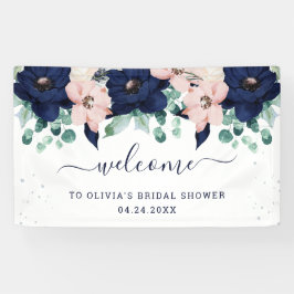 Lona Bienvenida azul y rosa de la Marina de Flores Náut