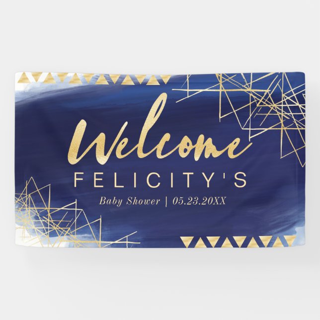 Lona Bienvenida Baby Shower a la Marina Regal, Acuarela (Horizontal)