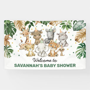 Lona Bienvenida Baby Shower a los animales del Safari d