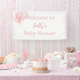 Lona Bienvenida Baby Shower a los globos rosados Chicas
