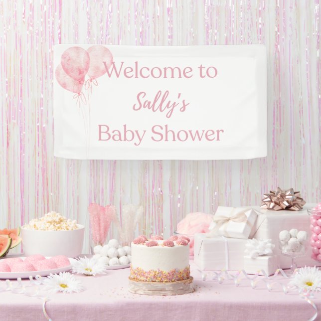 Lona Bienvenida Baby Shower a los globos rosados Chicas (Fiesta)