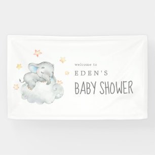 Lona Bienvenida Baby Shower al pequeño elefante