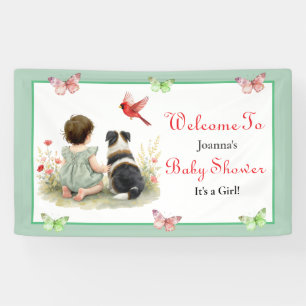 Lona Bienvenida Baby Shower Bebé y Cachorro