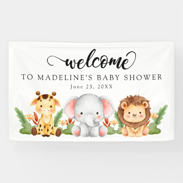 Lona Bienvenida Baby Shower de Jungle Safari