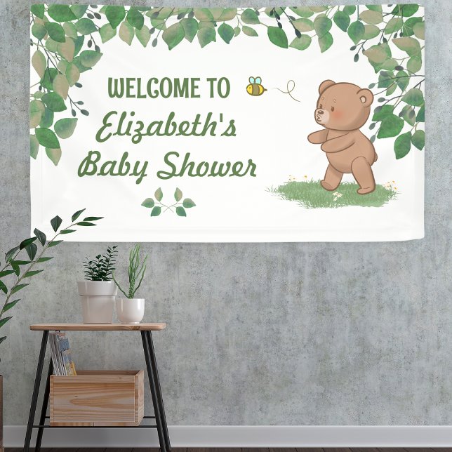 Lona Bienvenida Baby Shower de Little Bear Nature (Welcome guests with a nature-inspired baby shower banner!)