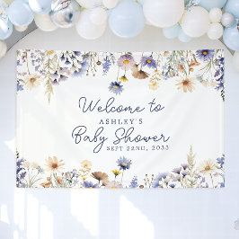 Lona Bienvenida Baby Shower del Blue Wildflower Boho