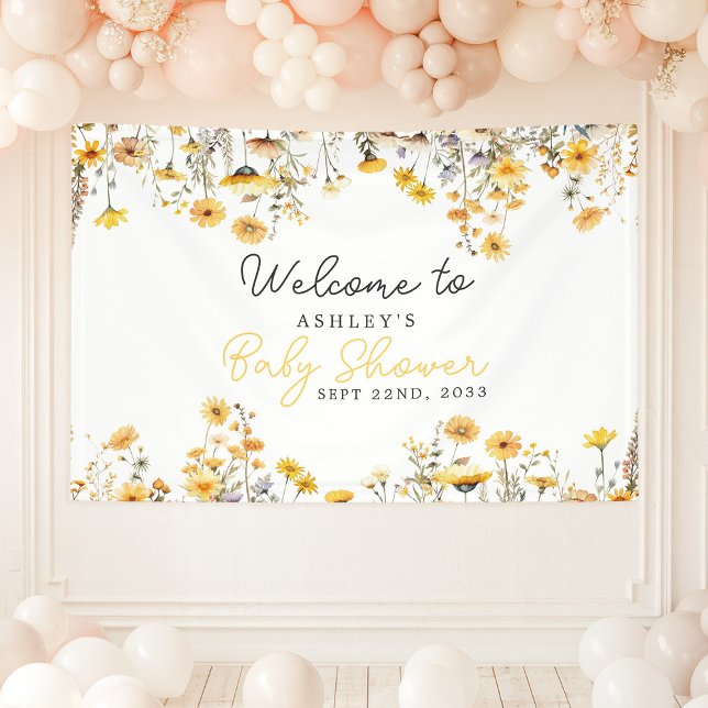 Lona Bienvenida Baby Shower del Yellow Wildflower Boho (Subido por el creador)