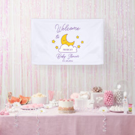 Lona Bienvenida Baby Shower Neutral de Género en la Lun