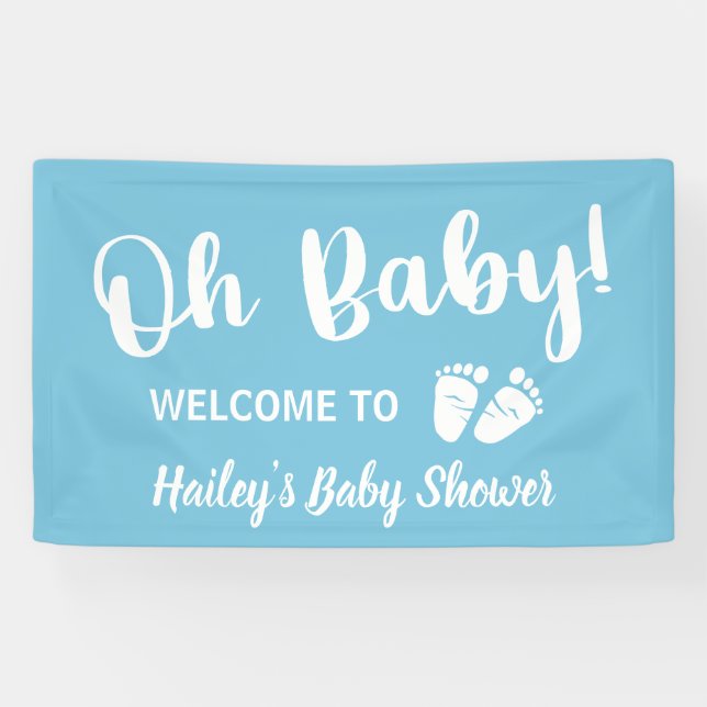Lona Bienvenida Baby Shower Oh Baby Boy Blue (Horizontal)