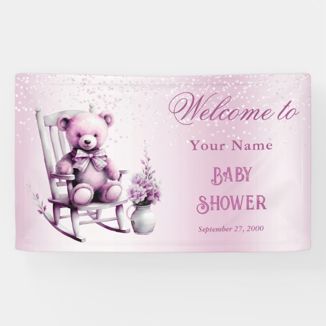 Lona Bienvenida Baby Shower para bebes rosados (Horizontal)
