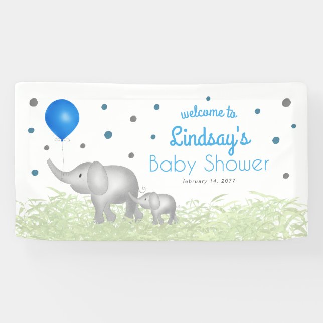 Lona Bienvenida Baby Shower para Elephant Boy (Horizontal)