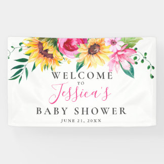 Lona Bienvenida Baby Shower personalizada para girasole