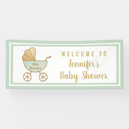 Lona Bienvenida Baby Shower Retro Carrie Mint Green