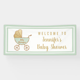 Lona Bienvenida Baby Shower Retro Carrie Mint Green