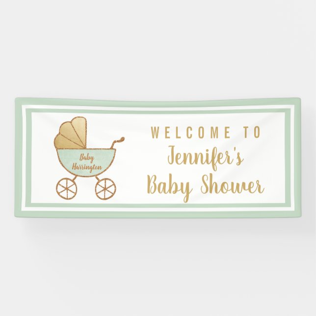 Lona Bienvenida Baby Shower Retro Carrie Mint Green (Horizontal)