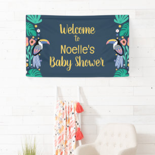 Lona ¡Bienvenida! Baby Shower Tropical Toucan Bird