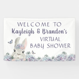 Lona Bienvenida Baby Shower virtual de Conejo de Agua C