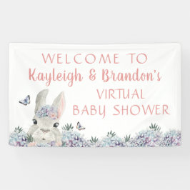 Lona Bienvenida Baby Shower virtual de Conejo de Agua C