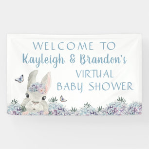 Lona Bienvenida Baby Shower virtual de Conejo de Agua C