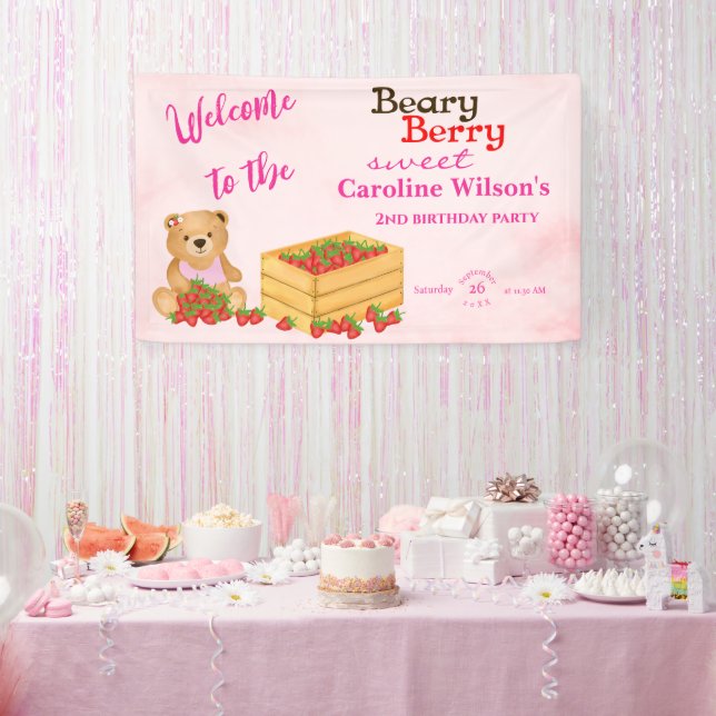 Lona Bienvenida Beary Berry Sweet Pink Red Strawberry C (Fiesta)